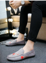 Suede Embroidered Loafers for Mens