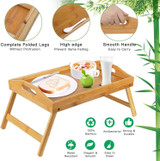 Bamboo Bed Tray Table With Foldable Legs, Breakfast Tray