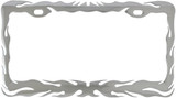 Chrome Flame Motorcycle License Plate Frame, 7-1/2"x4-1/16"
