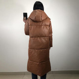 Women's Leather Parkas Jacket
