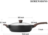 Nonstick Skillet,Deep Frying Pan with Glass Lid