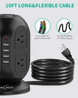 AiJoy Surge Protector Power Strip Tower 8 AC Outlet 3.1A 4 USB