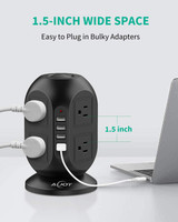 AiJoy Surge Protector Power Strip Tower 8 AC Outlet 3.1A 4 USB