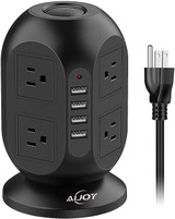 AiJoy Surge Protector Power Strip Tower 8 AC Outlet 3.1A 4 USB