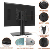 Hemudu Universal Swivel TV Stand/Base Table Top TV Stand for 21 to 43 inch TVs with 90 Degree Swivel