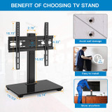 PERLESMITH Universal TV Stand - Table Top TV Stand for 37-55 inch LCD LED TVs - Height Adjustable TV