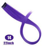 Long Straight color Hair Piece Hair Extensions Clip In Highlight Rainbow Hair Streak Pink Synthetic Hair Strands on Clips