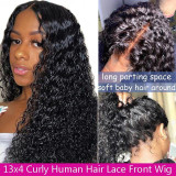 Brazilian Kinky Curly Human Hair Wigs 13x4 Lace Front Pre Plucked