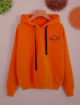 Women Hoodies Planet Print Casual Solid Loose Drawstring Hoodie
