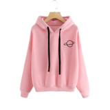 Women Hoodies Planet Print Casual Solid Loose Drawstring Hoodie