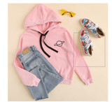 Women Hoodies Planet Print Casual Solid Loose Drawstring Hoodie