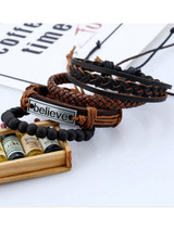 Unisex Vintage Braided Leather Bracelet-Believe