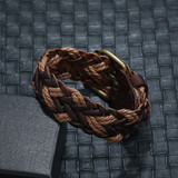 Men&#39;s vintage braided leather bracelet