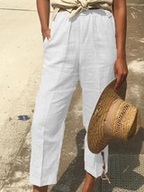Plain Casual Linen Pants