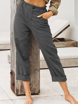 Casual Cotton Plain Linen Pants