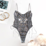 Corset Lace Mesh Bodysuit Lingerie