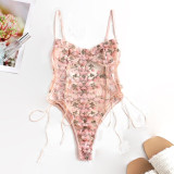 Corset Lace Mesh Bodysuit Lingerie