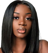 Straight Brazilian Remy 4x4 Lace Closure Short Bob Blunt Cut 180% Density Middle Part