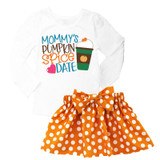 Mommys Pumpkin Spice Date Orange Polka Dot Top And Skirt