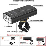 USB Rechargeable Bike Light Set, 3 Light Mode Fits All Bicycles.