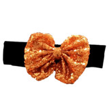 Black Orange Sequin Bow Headband