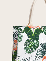 Tropical Print Canvas Tote Bag