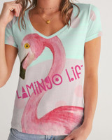 Flamingo Life FLAMINGO FUN Women's V-Neck Tee