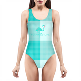 Flamingo Life Green Plaid Women's One-Piece Swimsuit