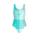 Flamingo Life Green Plaid Women's One-Piece Swimsuit