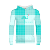 Flamingo Life Green Plaid Kids Hoodie