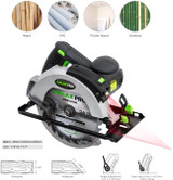 Corded Circular Saw with 7-1/4" and Laser Guide Max Cutting Depth (90°),  for Wood and Log Cutting.
