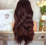 26” Dark Burgundy Lace Frontal Brazilian Hair Wig