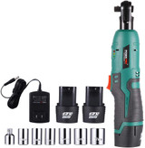 12V Cordless Ratchet Wrench Kit, 6-Piece Sockets and 1-Piece 1/4" Adapter,