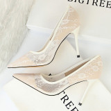 Lace  Pointed Toe Women high heels Stiletto