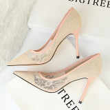 Lace  Pointed Toe Women high heels Stiletto