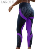 Mesh Pattern Print Elastic fitness Leggings For Women Sporting Workout And Yoga- Yellow