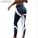 Mesh Pattern Print Elastic fitness Leggings For Women Sporting Workout And Yoga- Purple