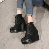 Lace Up Platform Ankle Boots With Wedge Heel For Women