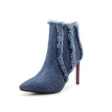Denim Ankle Boots | High Heel Ankle Boots