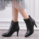 Genuine Leather Pointed Toe Boots | High Heel Boots
