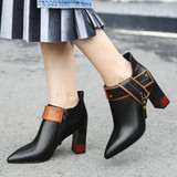 Genuine Leather High Heel Ankle Boots Women's