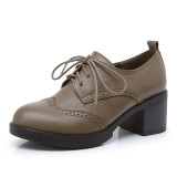 Genuine Leather Platform Pumps | High Heel Women's Shoes