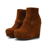 Wedge Heel Boots | Platform Heel Ankle Boots