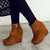 Wedge Heel Boots | Platform Heel Ankle Boots