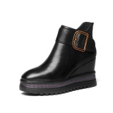 Wedge Heel Ankle Boots | Genuine Leather Platform Boots