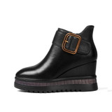 Wedge Heel Ankle Boots | Genuine Leather Platform Boots