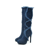 Denim Knee High Boots | Women's Platform Boots