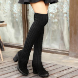 Knitted Thigh High Boots | Women's Slim Knee High Boots