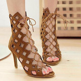 Lace up Women's Sandals Peep Toe High Heel Shoes Sandals For Women