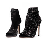 Women Shoes Pumps High Heels Gladiator Thin Buckle Strap Party Booties